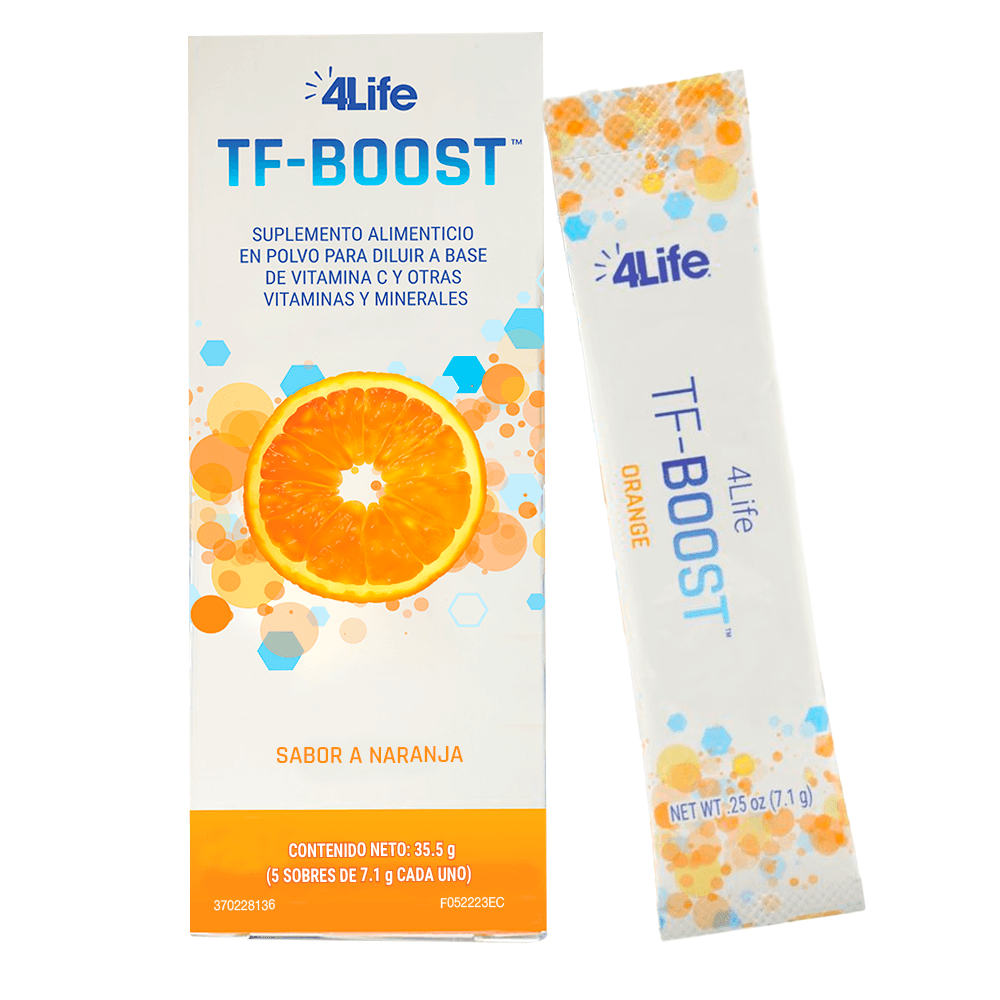 4Life TF-Boost cajas y sobres de sabor naranja