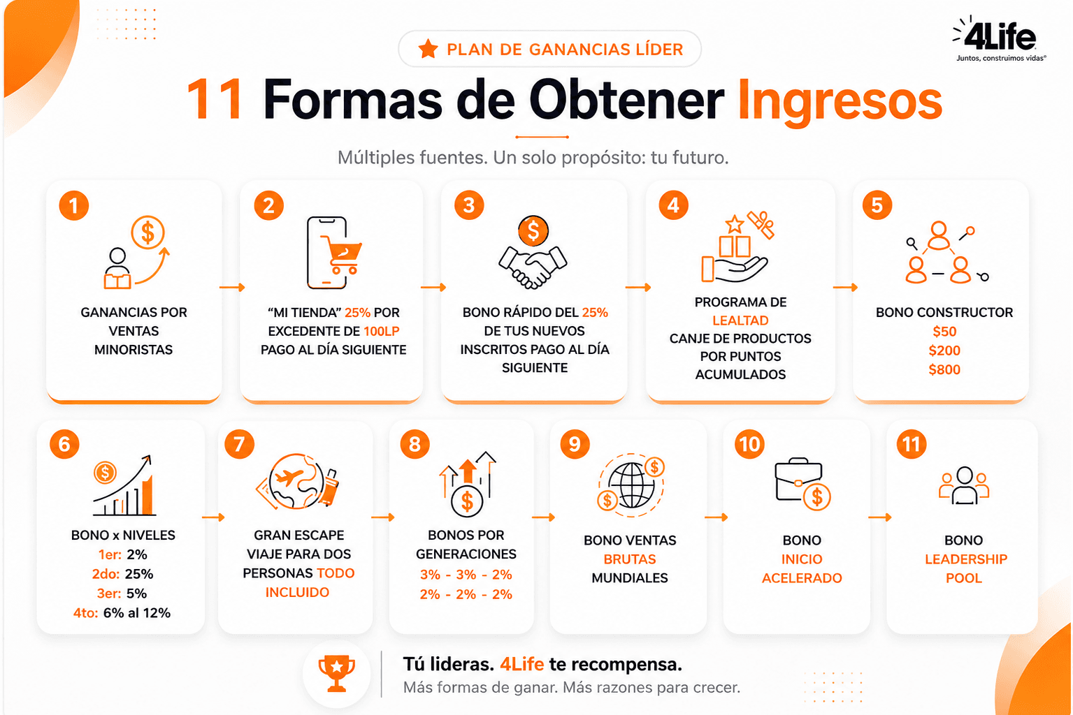 11 Formas de Obtener Ingresos - Plan de Ganancias Líder