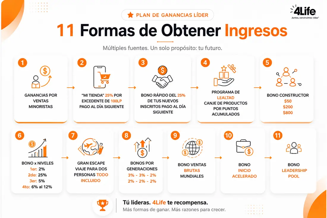 11 Formas de Obtener Ingresos - Plan de Ganancias Líder
