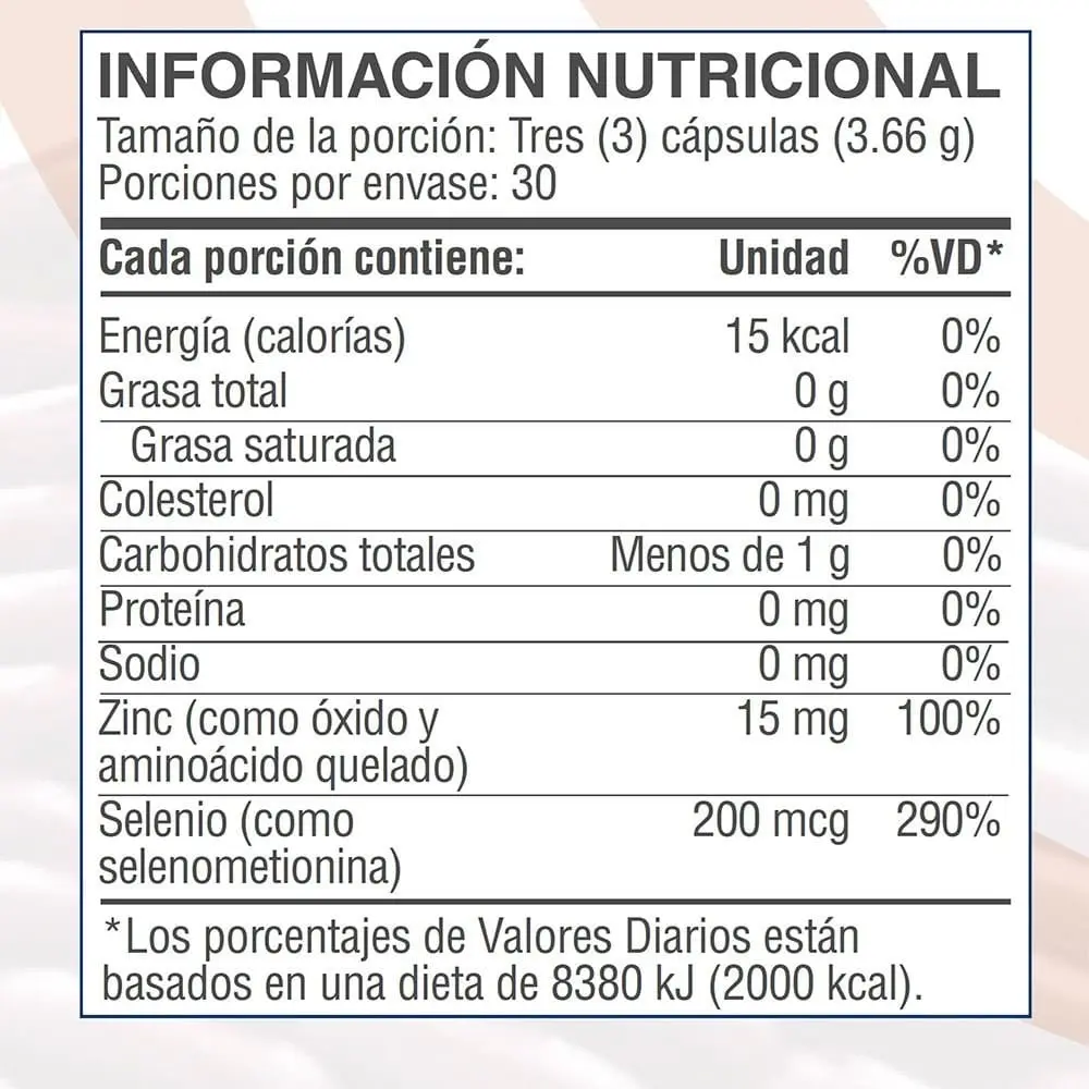 Tabla nutricional de Transfer-Factor MalePro