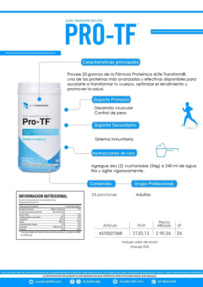 Infografía beneficios PRO-TF Protein 4Life