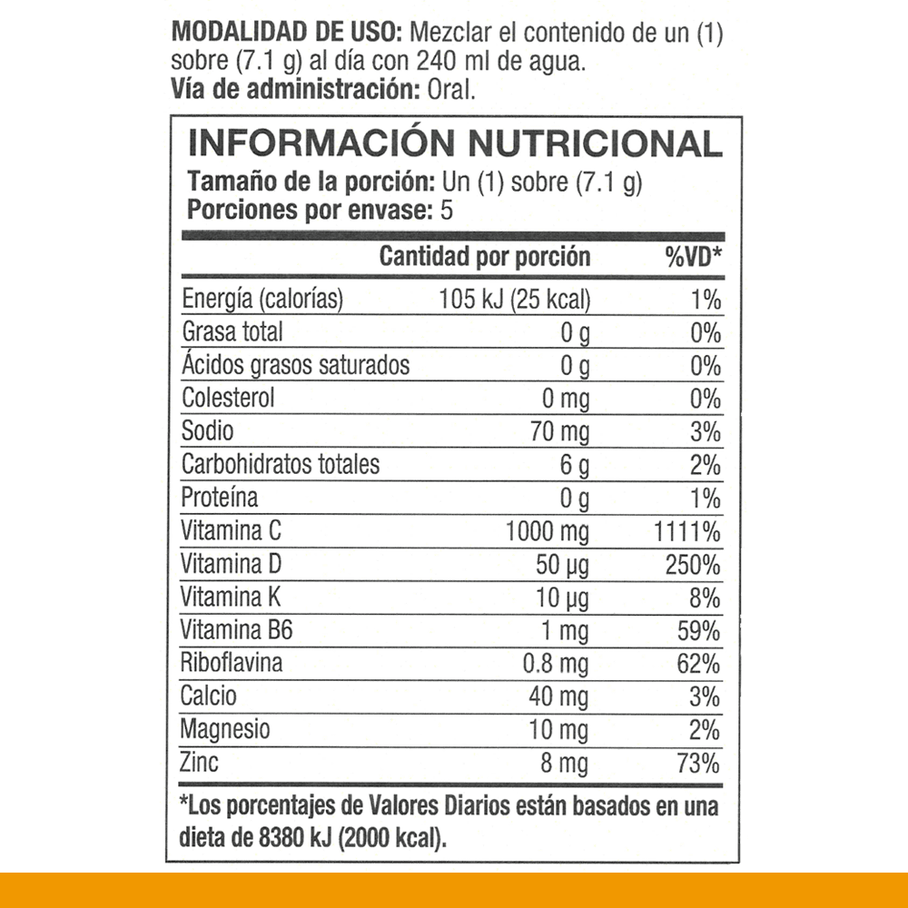 Tabla nutricional 4Life TF-Boost