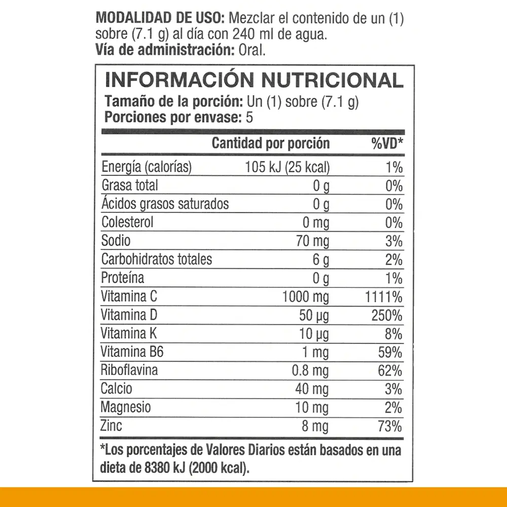 Tabla nutricional 4Life TF-Boost